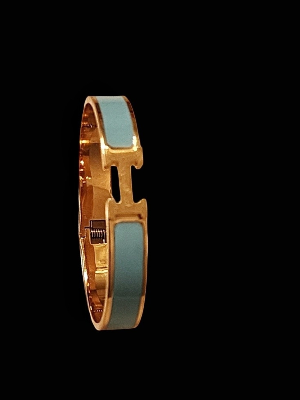 Blue Enamel 'H' Clic H Bangle Bracelet - Gold Tone